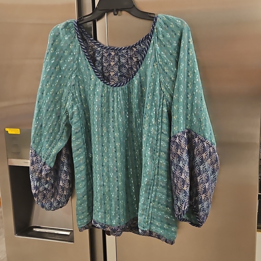 💕ACE & JIG💕 Heather Top Reversible ~ Kenti/Kasuri Print Medium - Picture 6 of 13